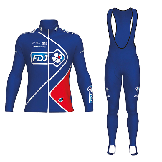 2017 Maillot FDJ Tirantes Mangas Largas azul